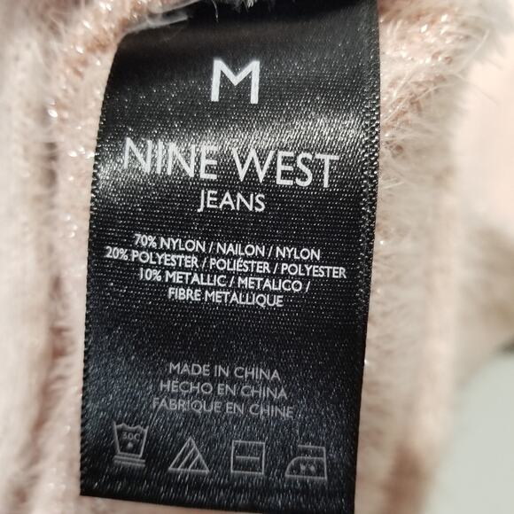 Nine West Sweater Womens Medium Pink Eyelash Knit Sparkle - Picture 4 of 7